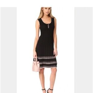 Nanette Lepore Santa Maria Dress  Sz M  Sleeveless Fit Flare Knit Bodice
